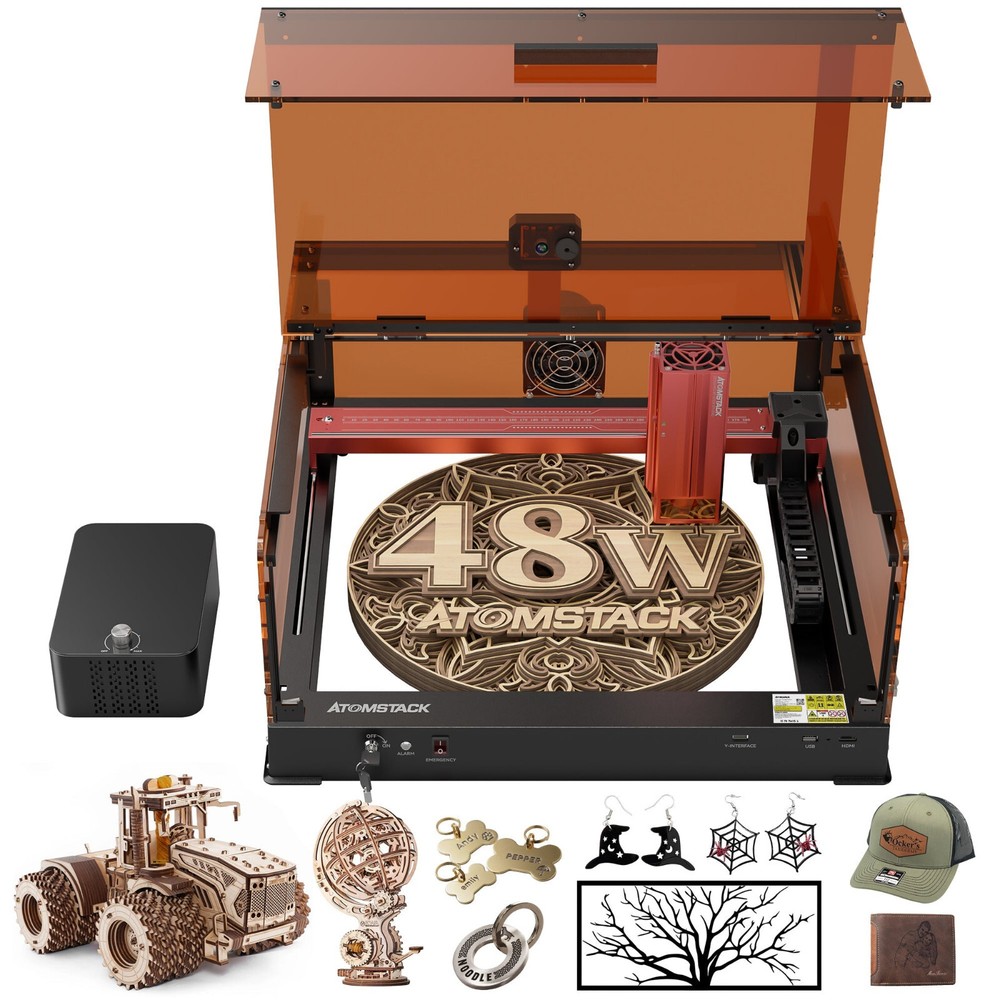 AtomStack A48 Ultra 210W Laser Engraver Engraving Cutting Machine with Enclosure