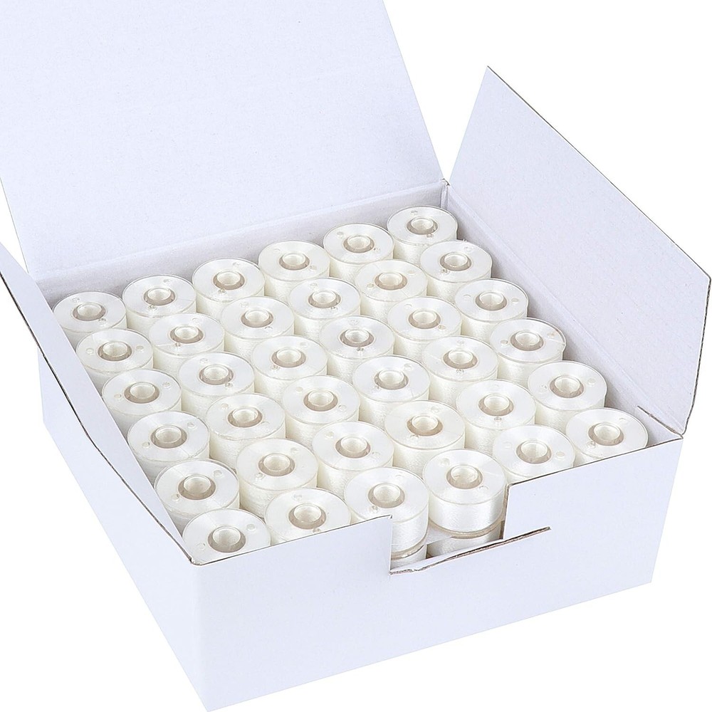 White Prewound Bobbin Thread - 144pcs - Size A SA156 - Polyester Filament 70D/2