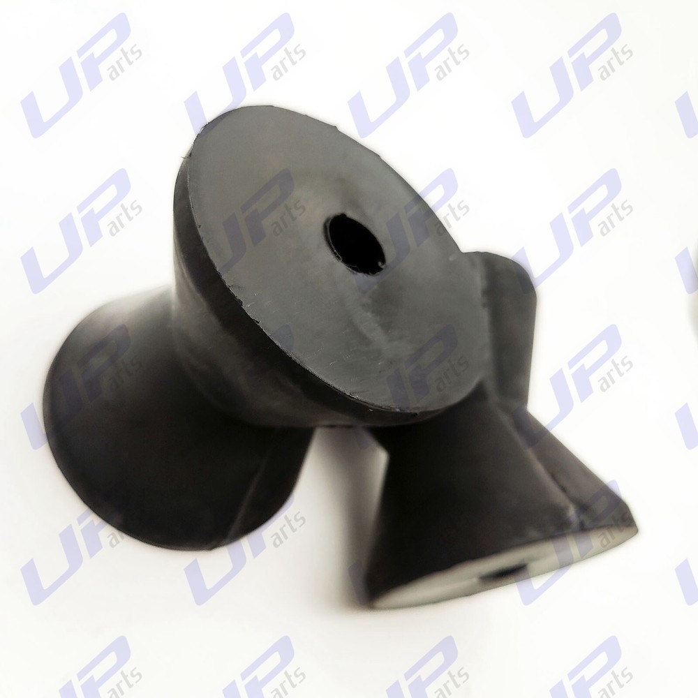 2 Pack 4 Inch Mounting Width Boat Trailer Black Molded Rubber Bow Stop Rollers