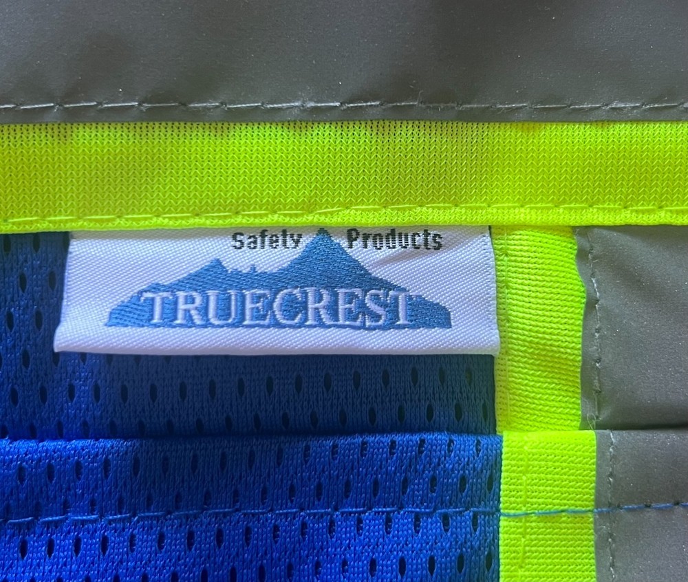 TRUECREST Blue Reflective Safety Vest. Size: MEDIUM 6 Pockets