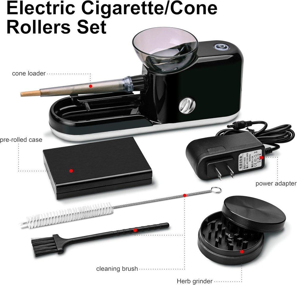 Electric Cones Rolling Machine with Manual Grinder,Automatic Cone Loader Mini...