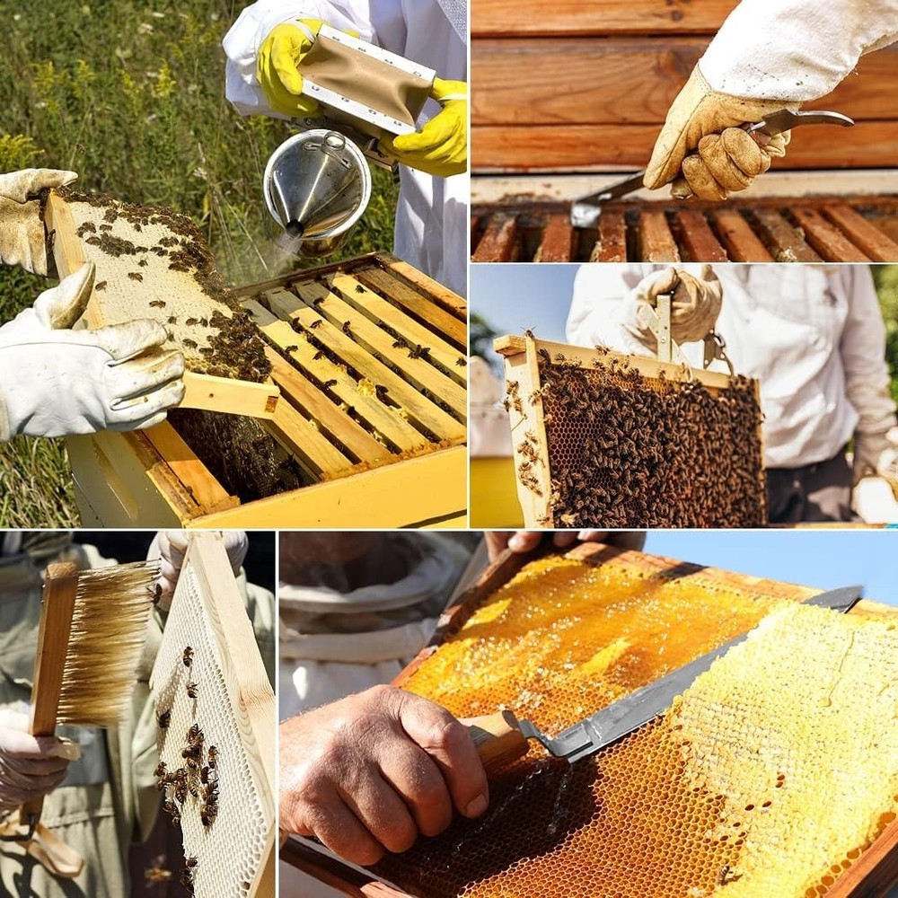 9 Pcs Beekeeping Tools Kit with Organizer Tote for Beekeepers, Necessary Beek...