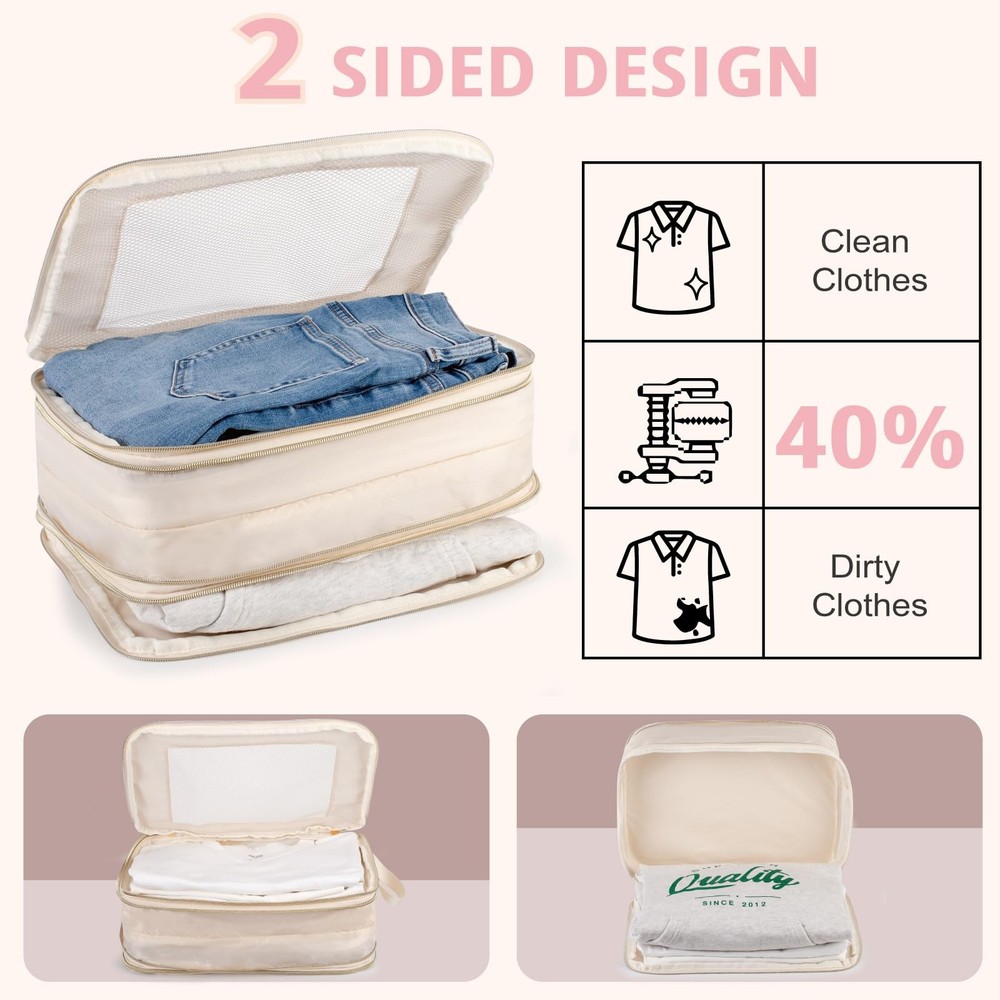 Expandable Double-Sided Compression Packing Cube，3 Set Lightweight Double Dec...