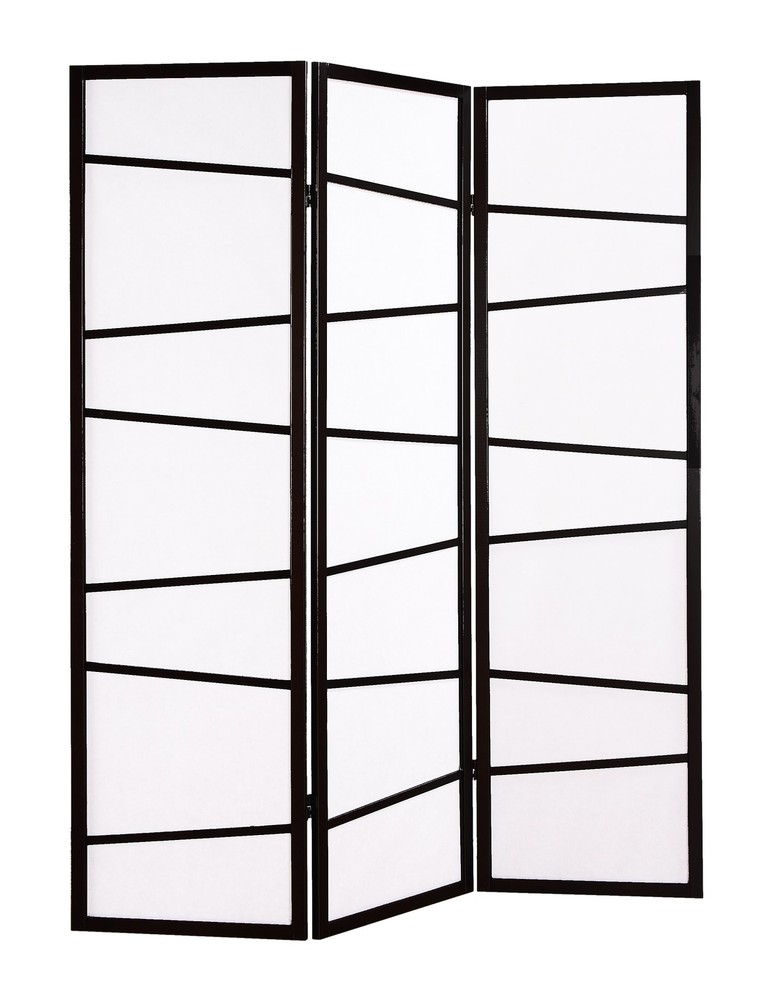 3-Panel Black Room Divider Screen, Modern Folding Privacy Partition for Home