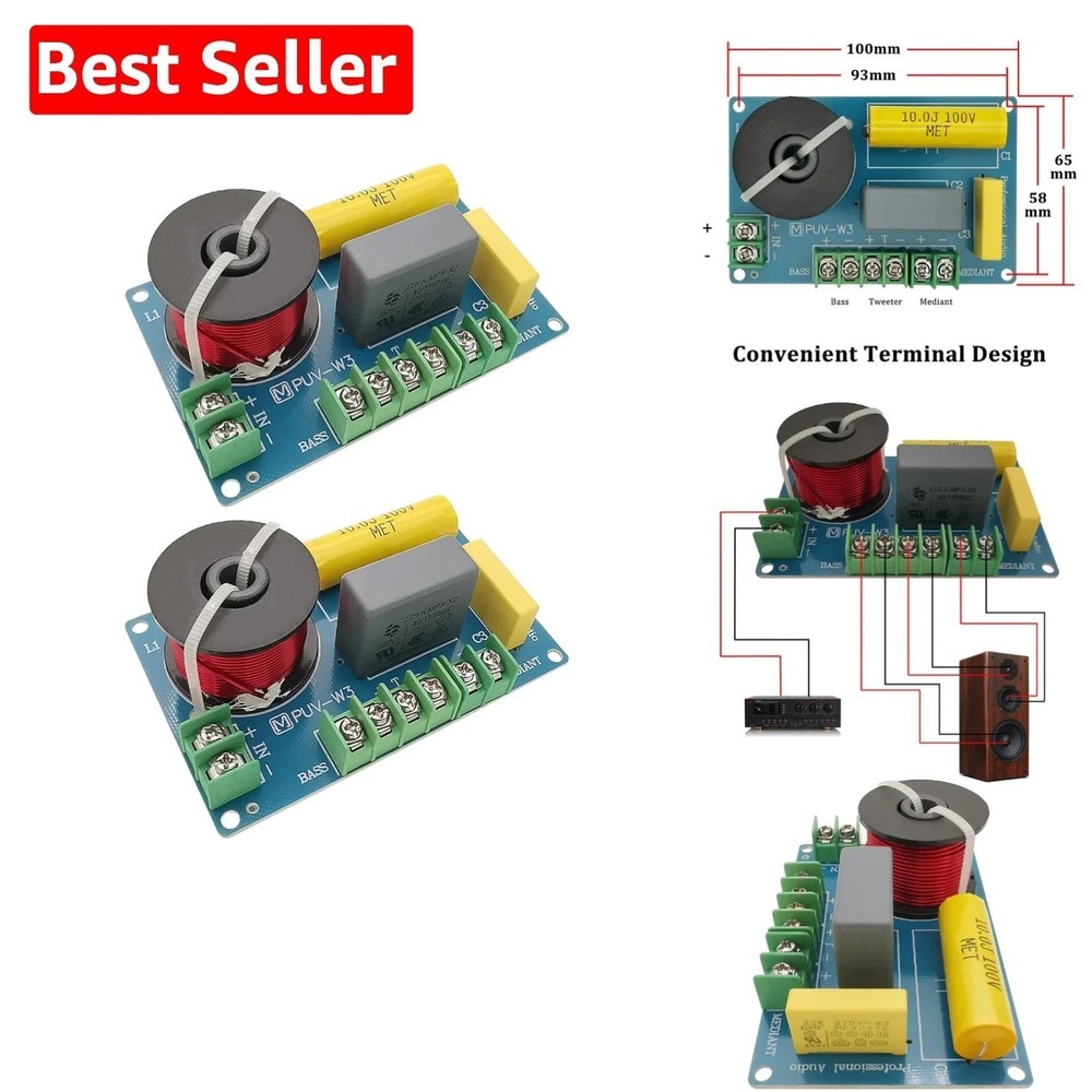 3-Way Speaker Crossover, 200W Power for HiFi Audio Systems - 2 Pack