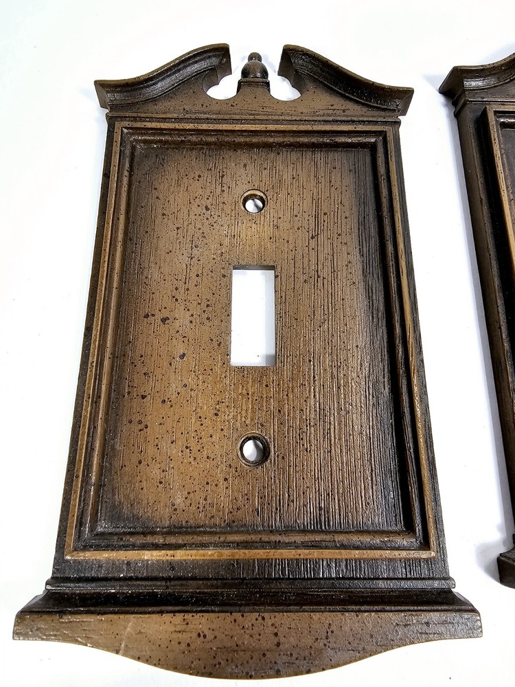Vintage General Electric Colonial Wood Brown Plastic Single Toggle Light Switch