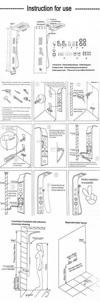 Multi Function Shower Panel Rainfall Oil Rubbed Bronze Digital Massage Jets Tap
