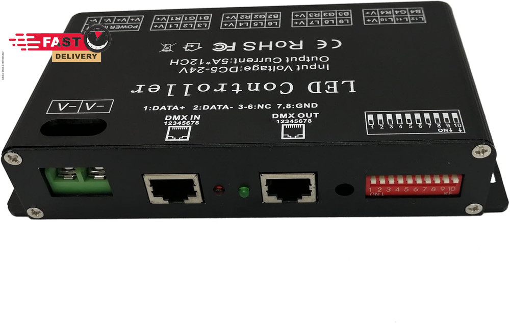 GIDERWEL 12 Channel DMX Decoder RGB Controller 60A PWM DMX512 Dimmer Driver for