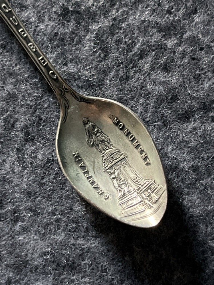 Vintage Sterling Silver Quebec Canada Champlain Monument Souvenir Spoon