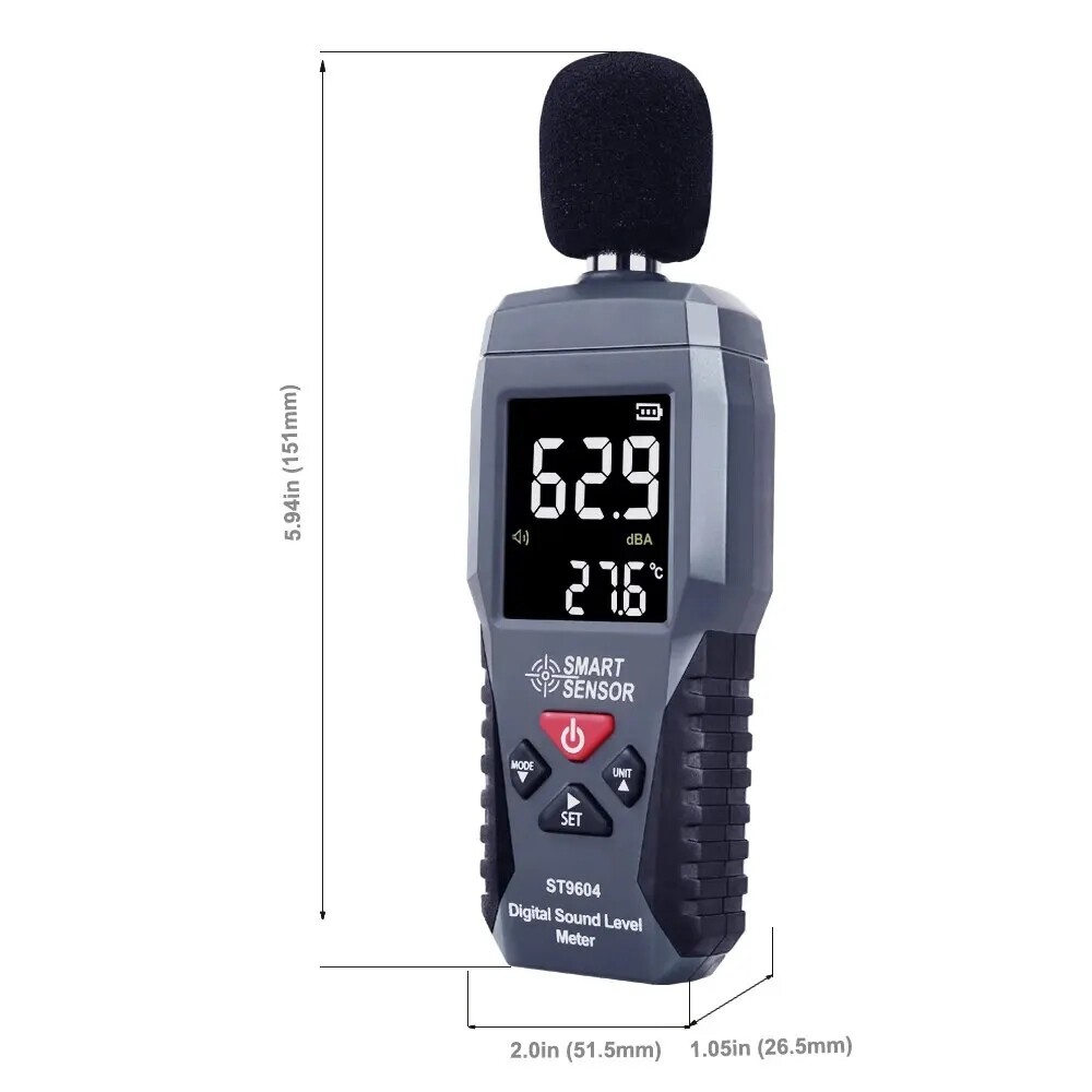 Decibel Meter LCD Backlight Sonometer Noise Meter With Thermometer Function~