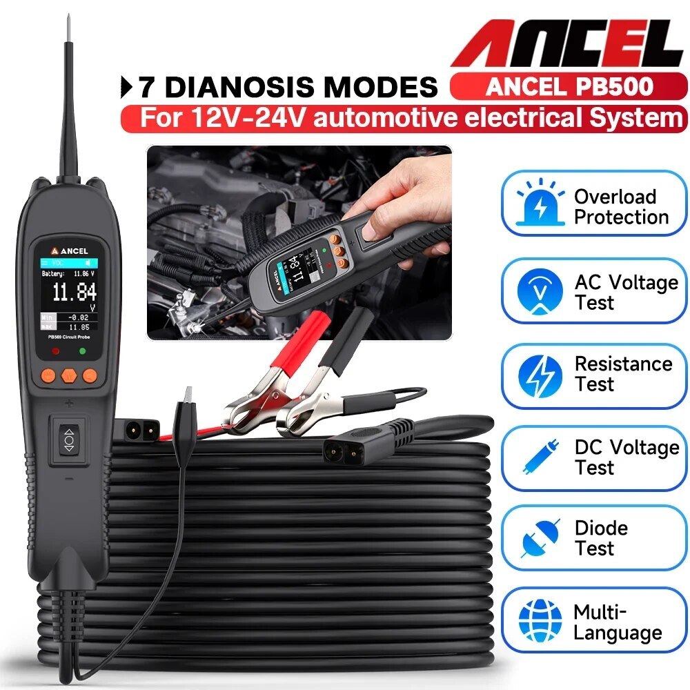ANCEL PB500 Car PowerScan AVOmeter Electrical Power Circuit Probe Tester 12V/24V