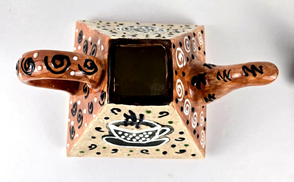 Handmade Ceramic Pyramid Teapot With Lid Multicolor/Decorative Use Only