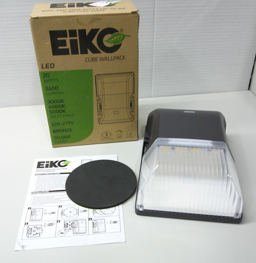 NEW EIKO WPC-260-20W-7CCT3-UD-PC-BZ Cube Dimmable Wall Pack FREE SHIPPING