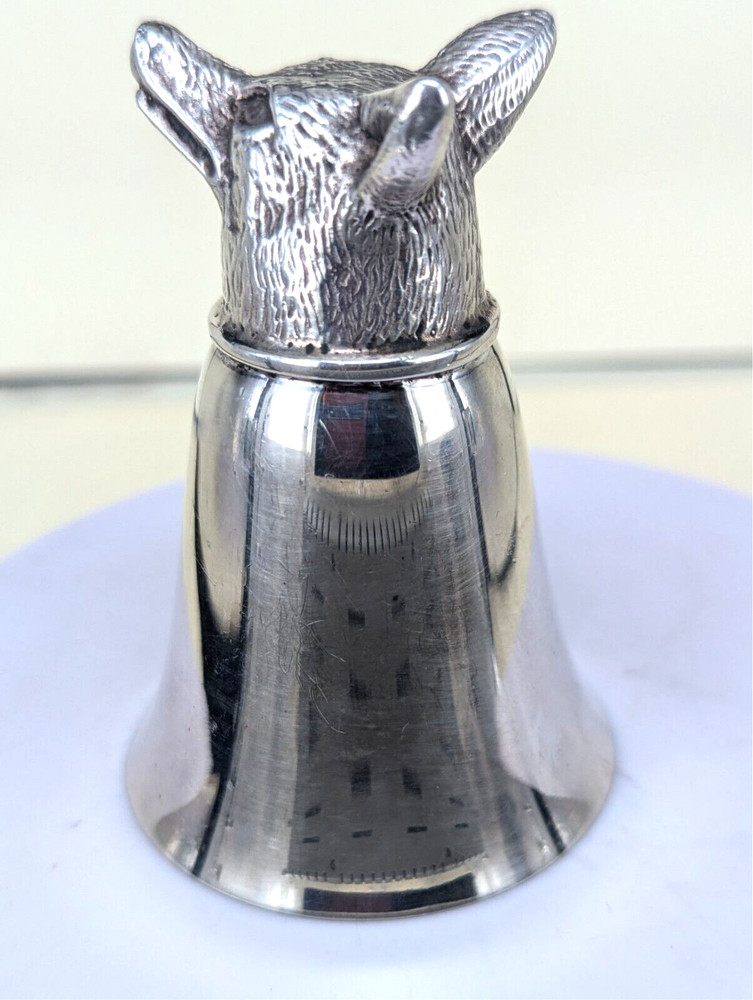 1993 Solid silver fox head stirrup cup by francis Howard