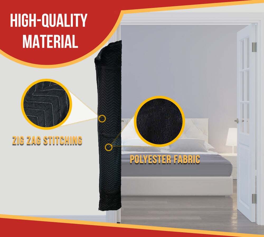 4 Pack 69"x11" Polyester Quilted Door Jamb Protector Pad w/ Hook and Loop Straps