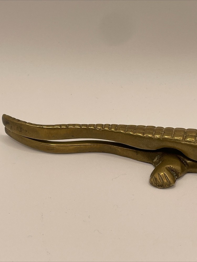 Solid Brass Alligator Crocodile Nutcracker Vintage
