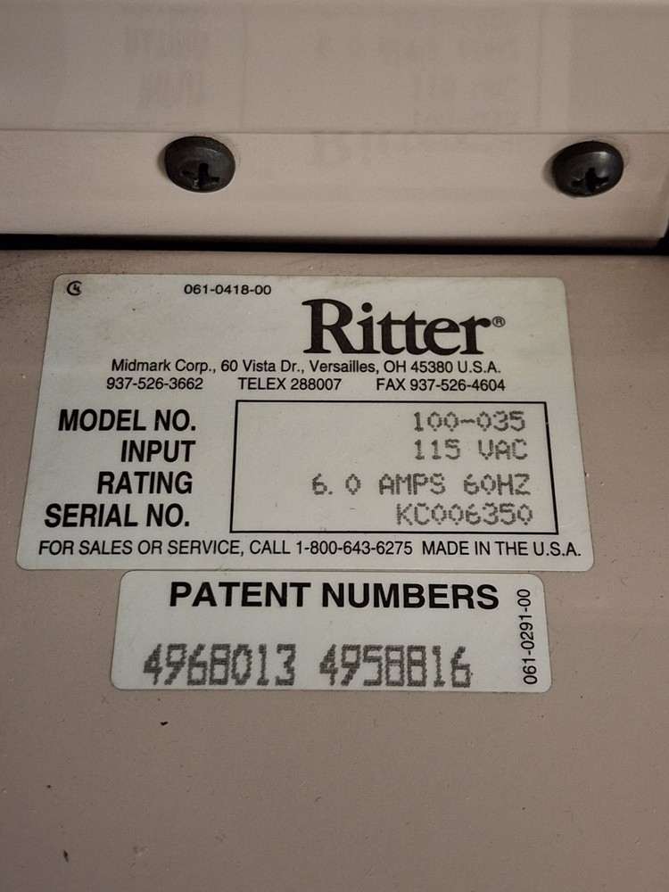 Ritter 100 Exam Table