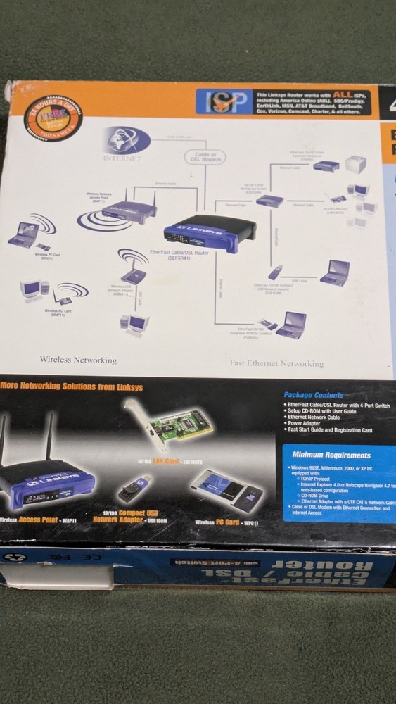 LINKSYS EtherFast Cable DSL Router with 4-Port Switch BEFSR41 Wired LOT