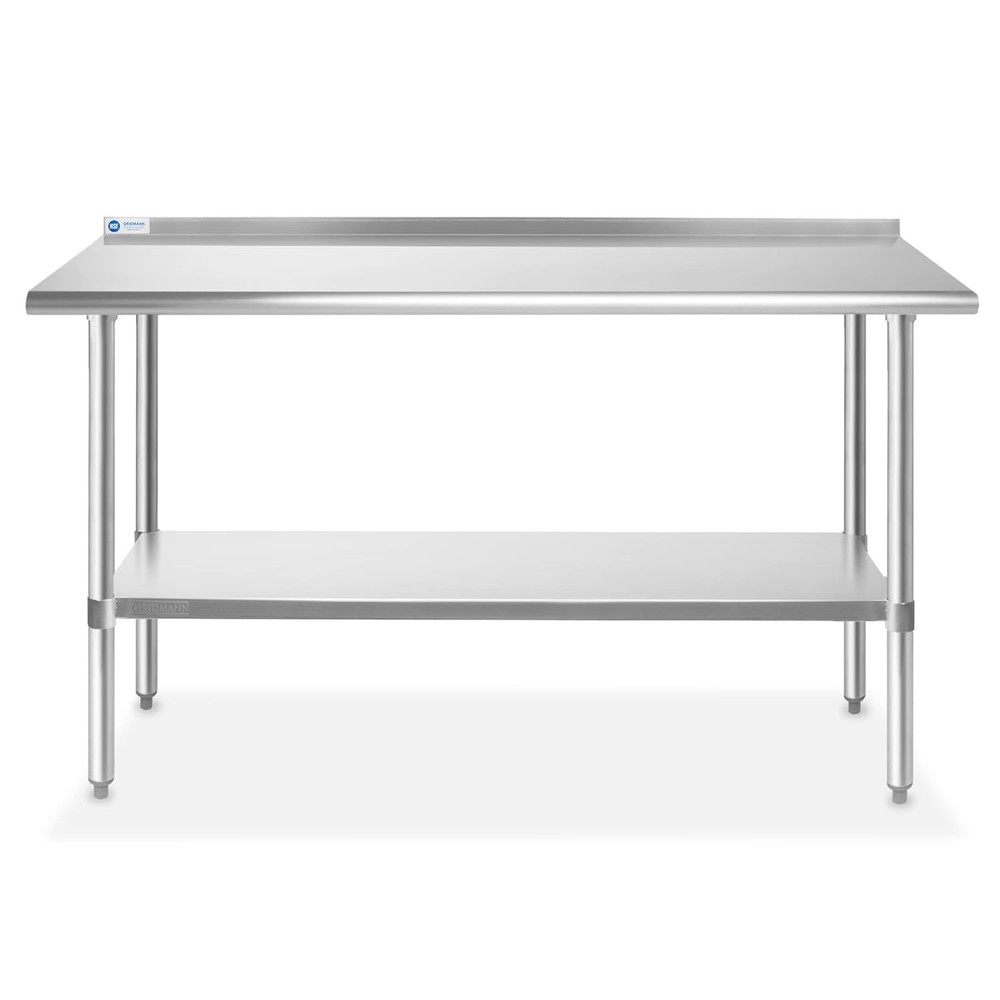 Versatile 60" x 24" NSF Certified Stainless Steel Kitchen Table with Backsplash