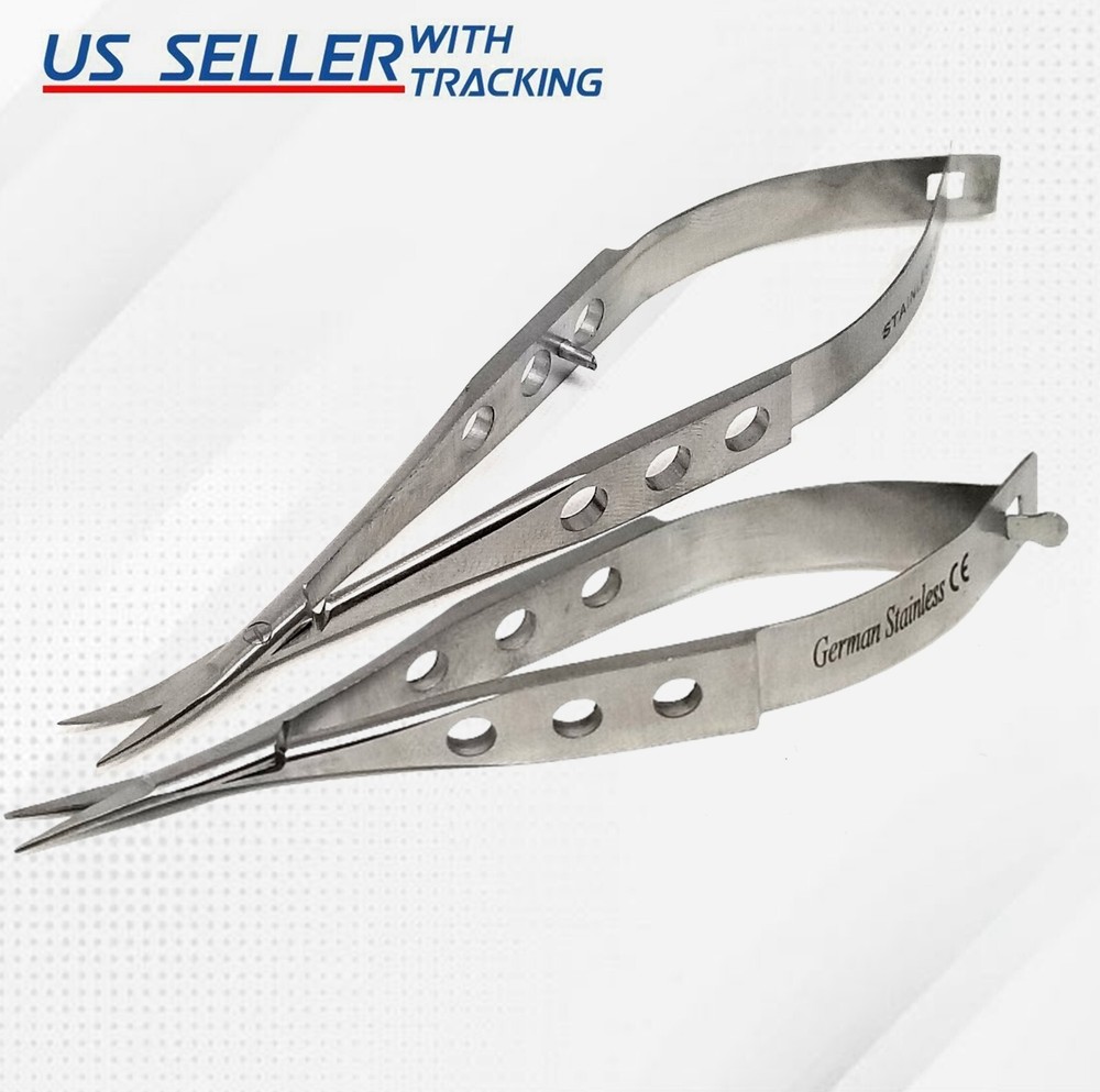 Castroviejo Scissors Sharp/Sharp Straight Curved Blades Micro Surgery Instrument