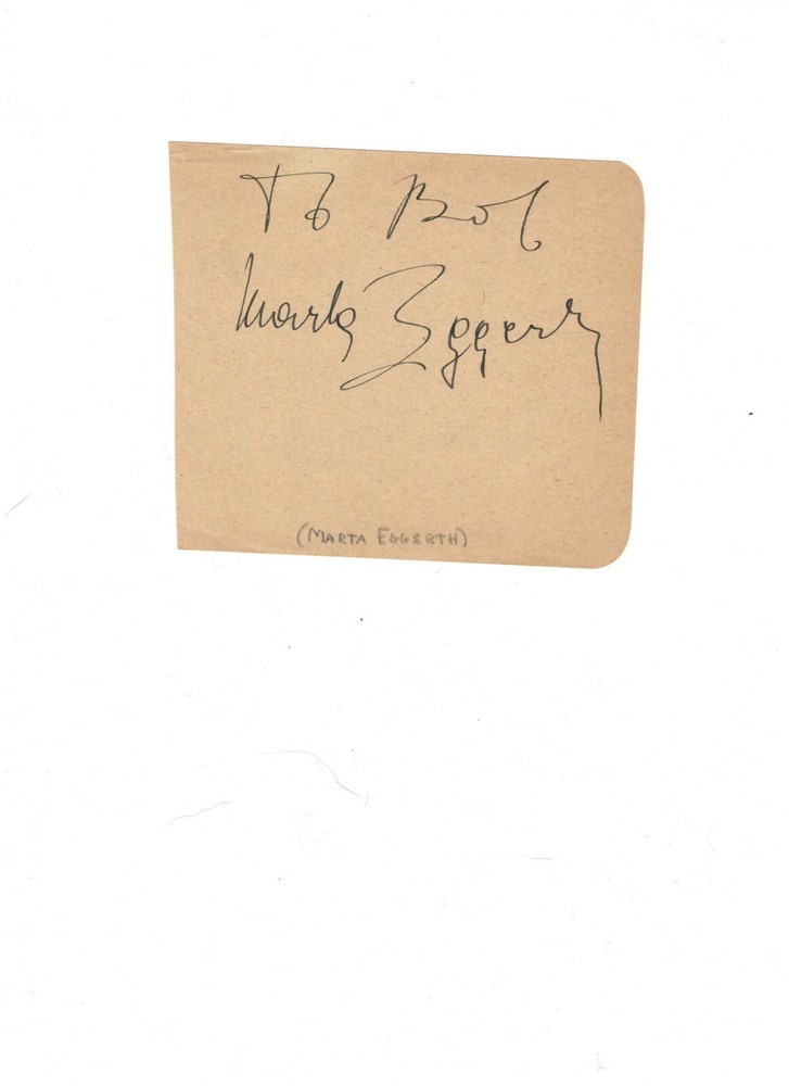 ACTRESS SINGER MARTHA EGGERTH.AUTOGRAPH ON ALBUM PAGE