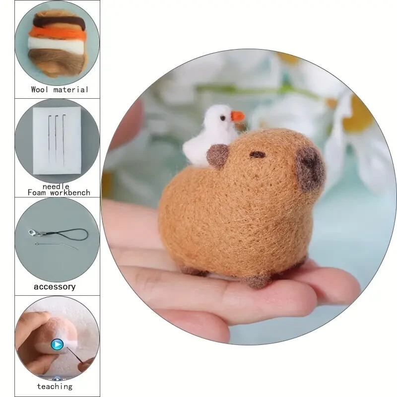 Capybara Wool Needle Felting Kit