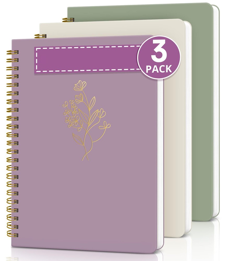 Aesthetic A5 Notebook Set, 3 Lined Journals for  Work, Pastel