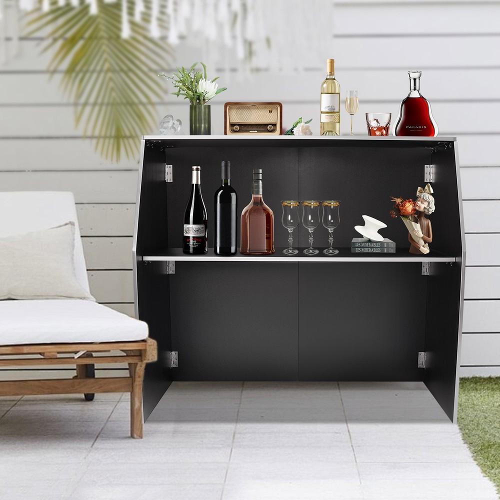 Portable Bar Cabinet Foldable Bar Portable Event Bar Rectangular Freestanding
