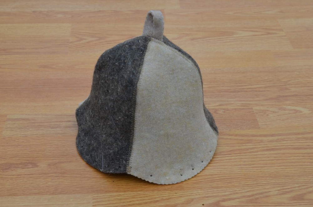 Sauna hat wool men, Banya cap " Поддай парку да по пивку ", Felt bath accessorie