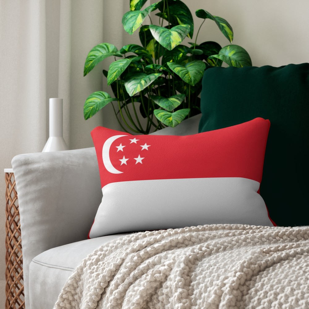 Singapore Flag Lumbar Pillow
