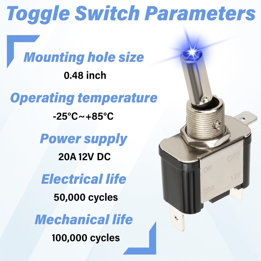 3 PCS LED Lighted Rocker Toggle Switch, 12V SPST 3 Pin 2 Position ON/Off Rock...