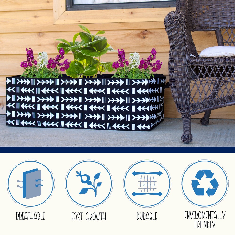 30 Gallon Large Rectangular Grow Bag, 3-Section Fabric Raised Bed Planter