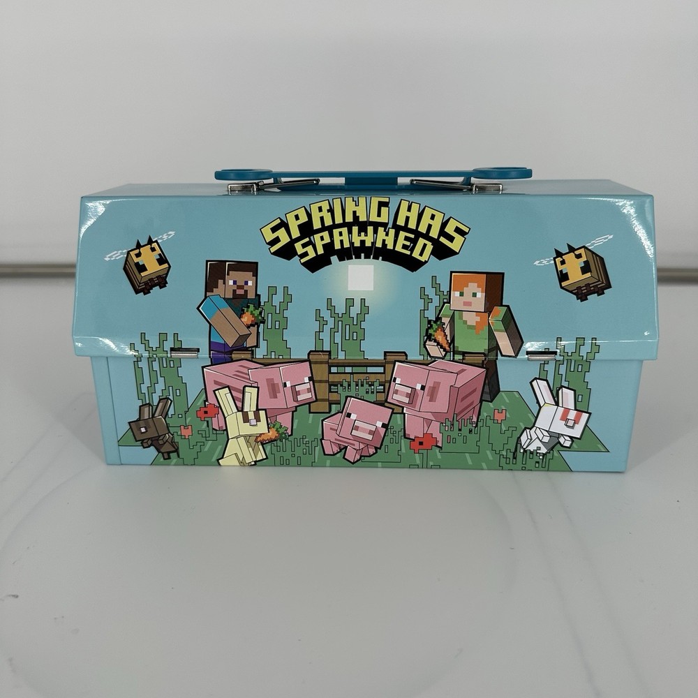 Minecraft Spring Has Spawned Tin Lunch Box Carry Case Metal Storage Kids