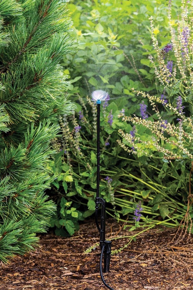 Efficient 180° Half Circle Drip Irrigation Fan Spray - Adjustable Riser Stake!