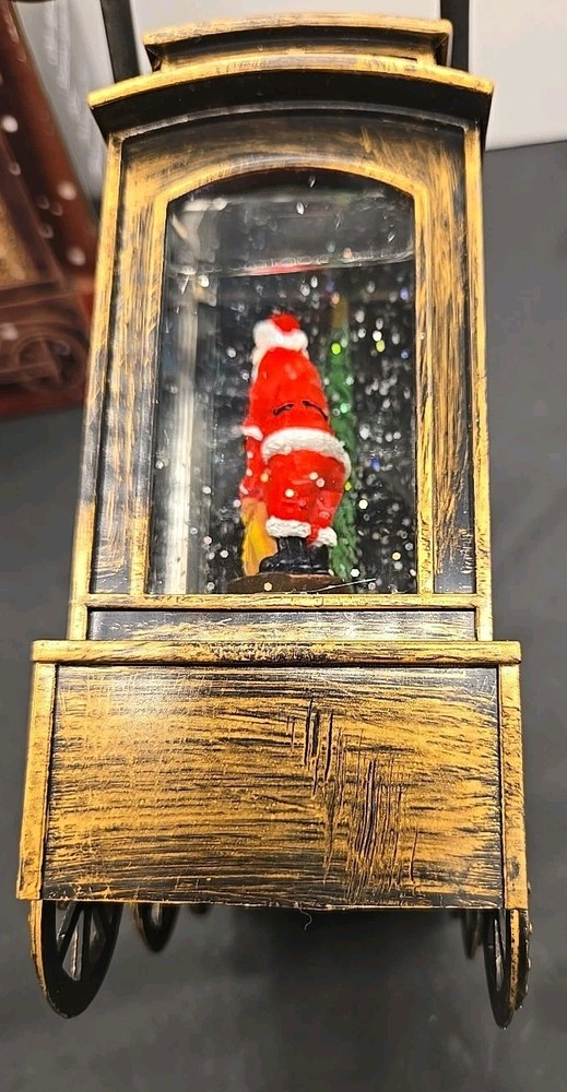 Christmas Decor Light Up Train Snow Glitter Globe With Santa & Tree