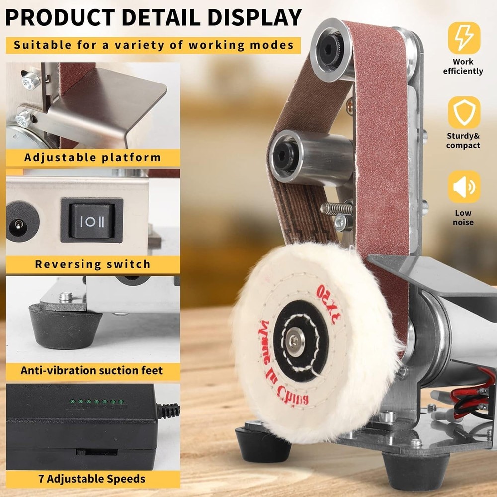 NEW 3in1 Mini Belt Sander Adjustable Speed Grinding Polisher Buffer Kit