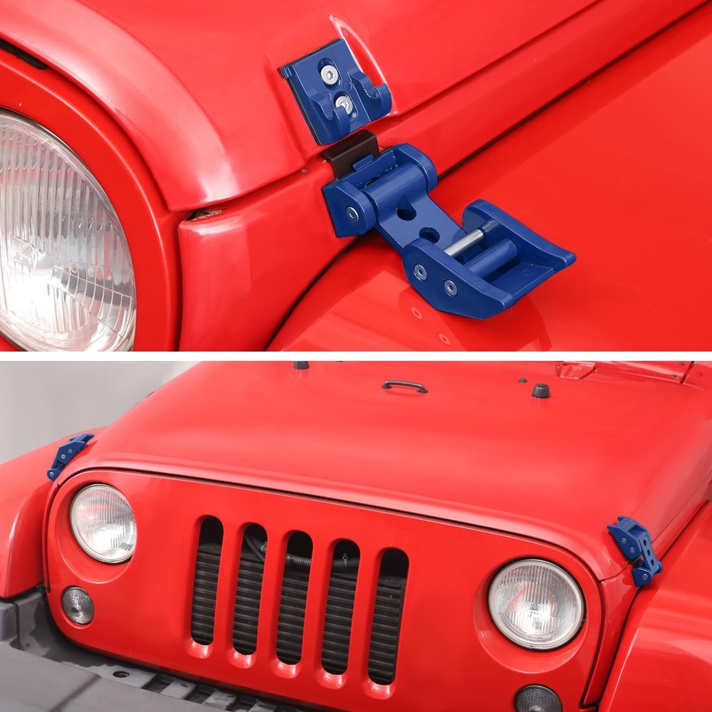 CheroCar Blue Hood Latches Hood Lock Catch Latches Kit Fit for 2007-2025+Jeep...