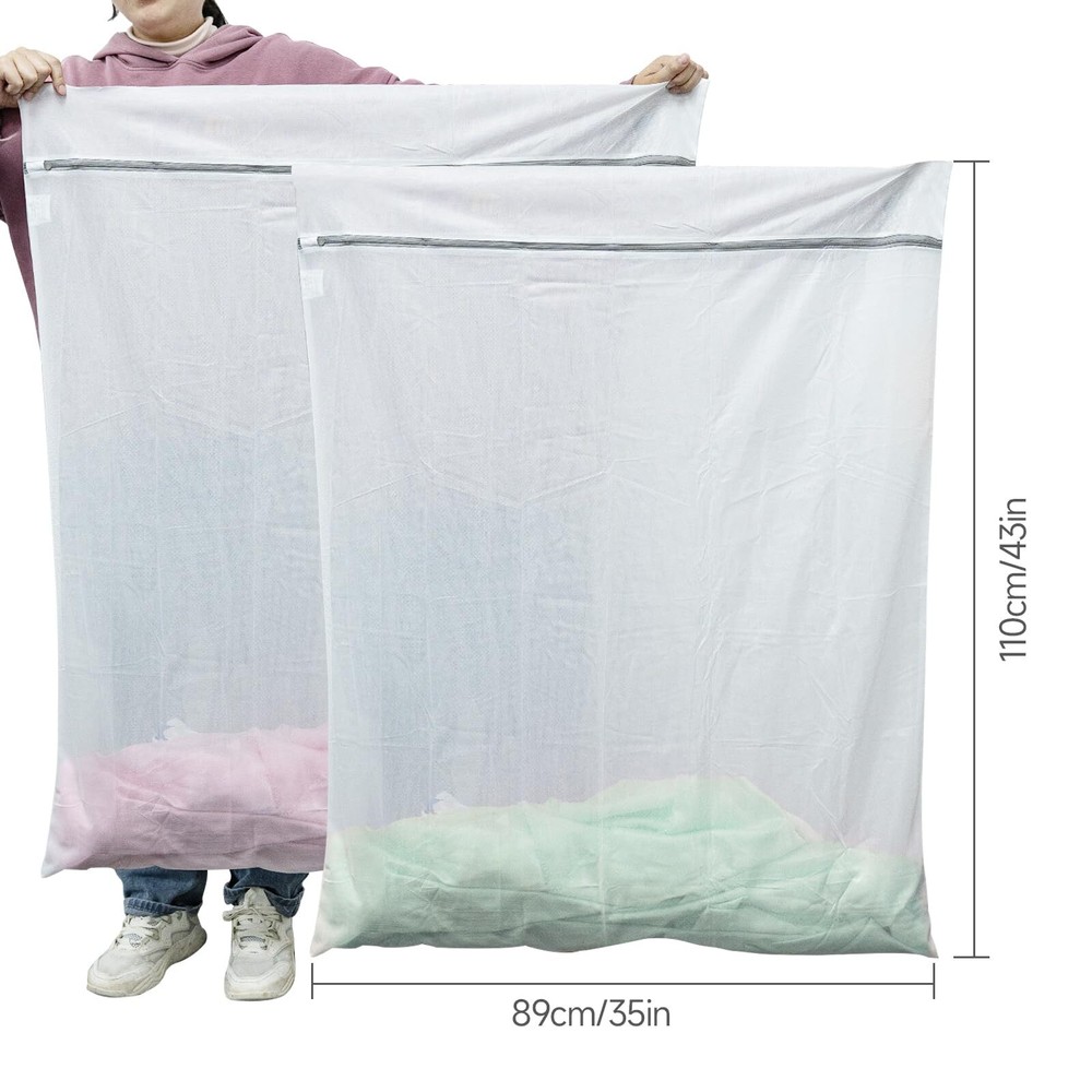 2 Pack 43x35 Inch Extra Large Mesh Laundry Bag for Bedding Blankets Pets Items