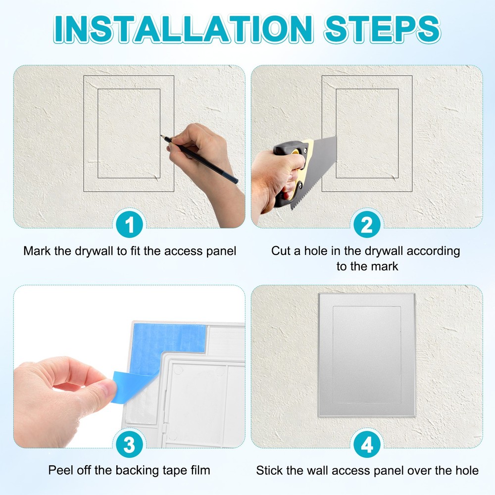 2-Pack Access Panel for Drywall, 7x5" Plastic Removable [Silver Tone, Rectangle]