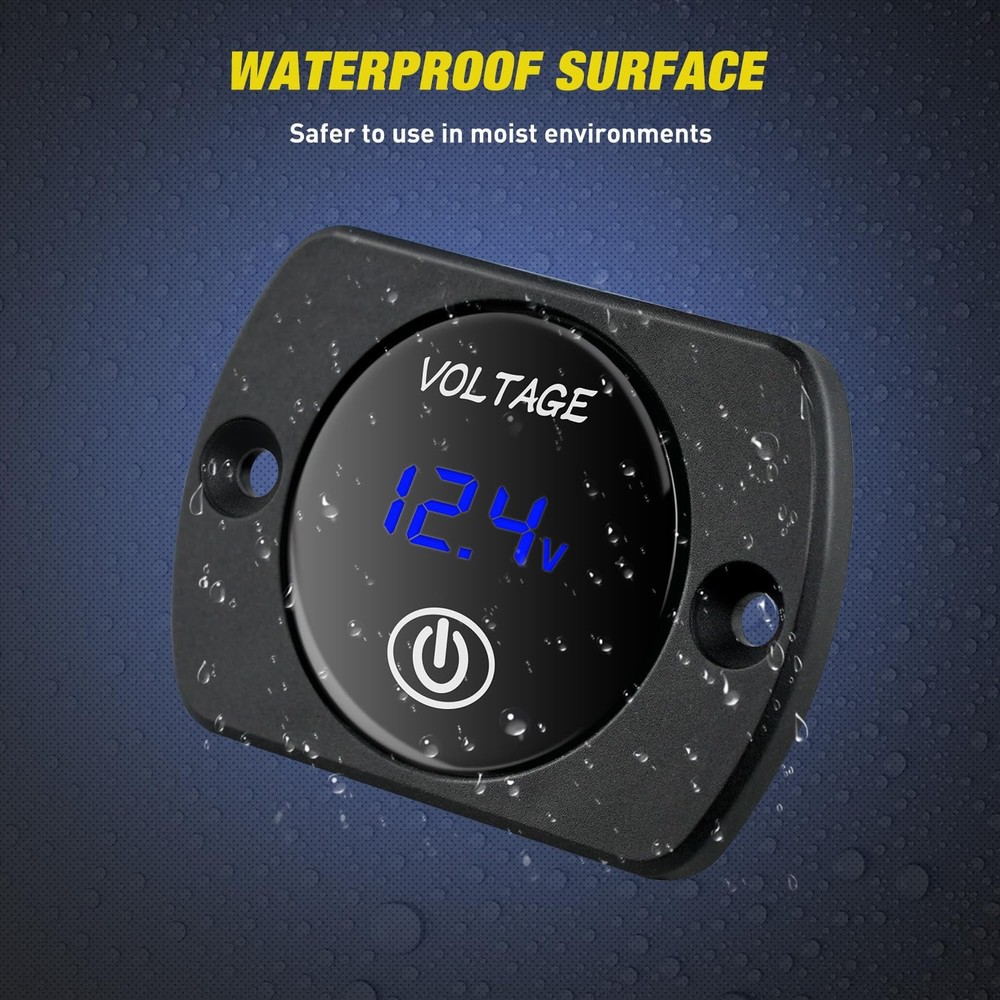 Nilight 12V LED Display Voltmeter with Touch Switch Digital Voltage Gauge Panel