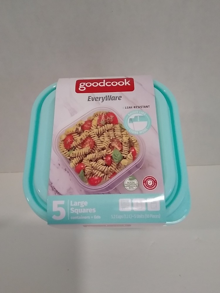 Goodcook 5 Large Square Container with Light Blue Lid 5.2 Cups