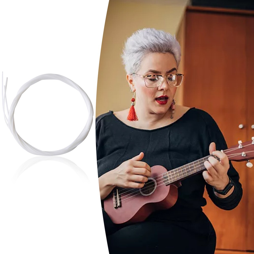 4Pcs/Set Ukulele Strings for Tenor and Soprano White Nylon Strings Replacement