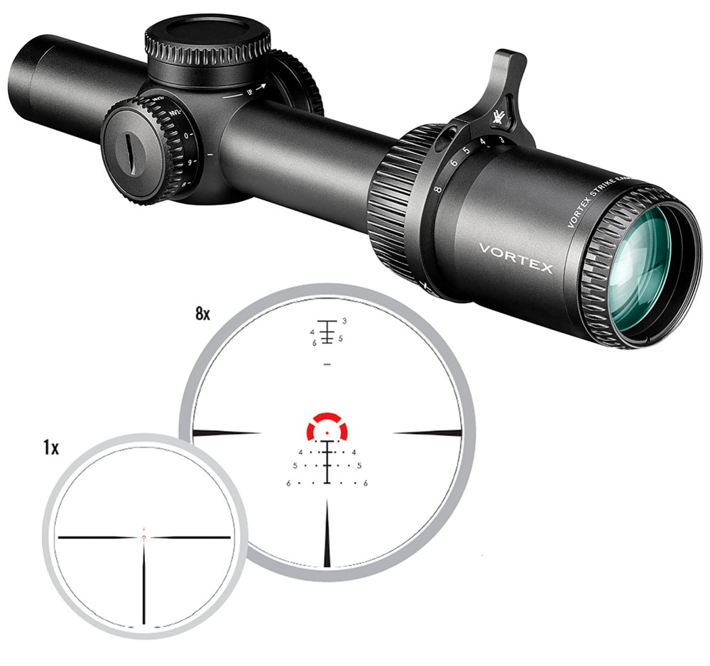 Vortex Optics Strike Eagle 1-8x24 FFP EBR-8 MOA 30mm Riflescope SE-1801