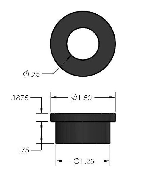 4 Polyurethane Bushings B4WP001 1.25" OD .75" ID