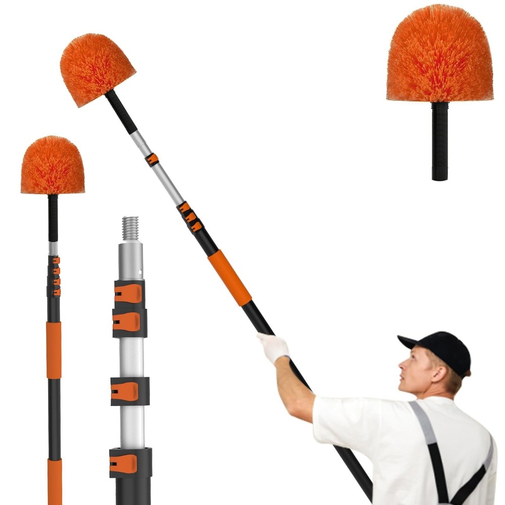 20FT Cobweb Duster with Extension Pole, Spider Web Brush for Cleaning Extenda...