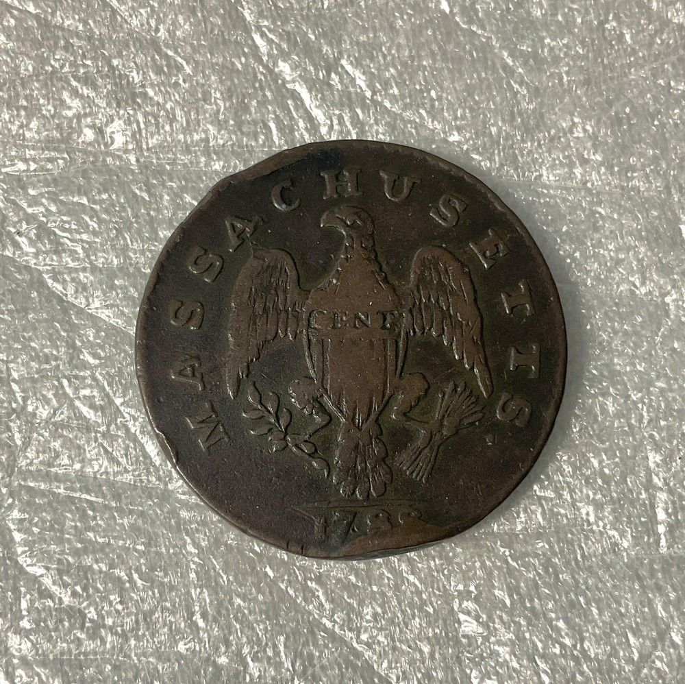 1788 Massachusetts Cent, Copper Colonial coin.