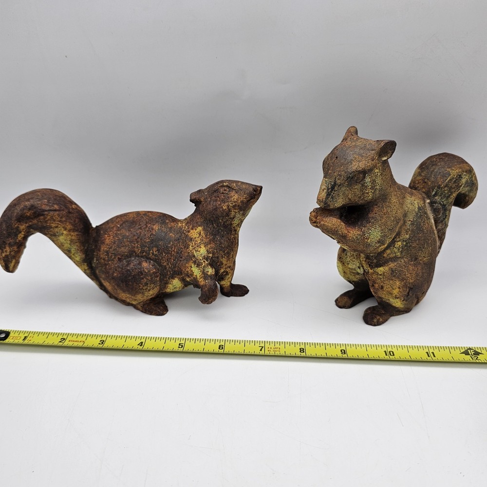 Vintage Cast Iron Squirrel Door Stop Pair