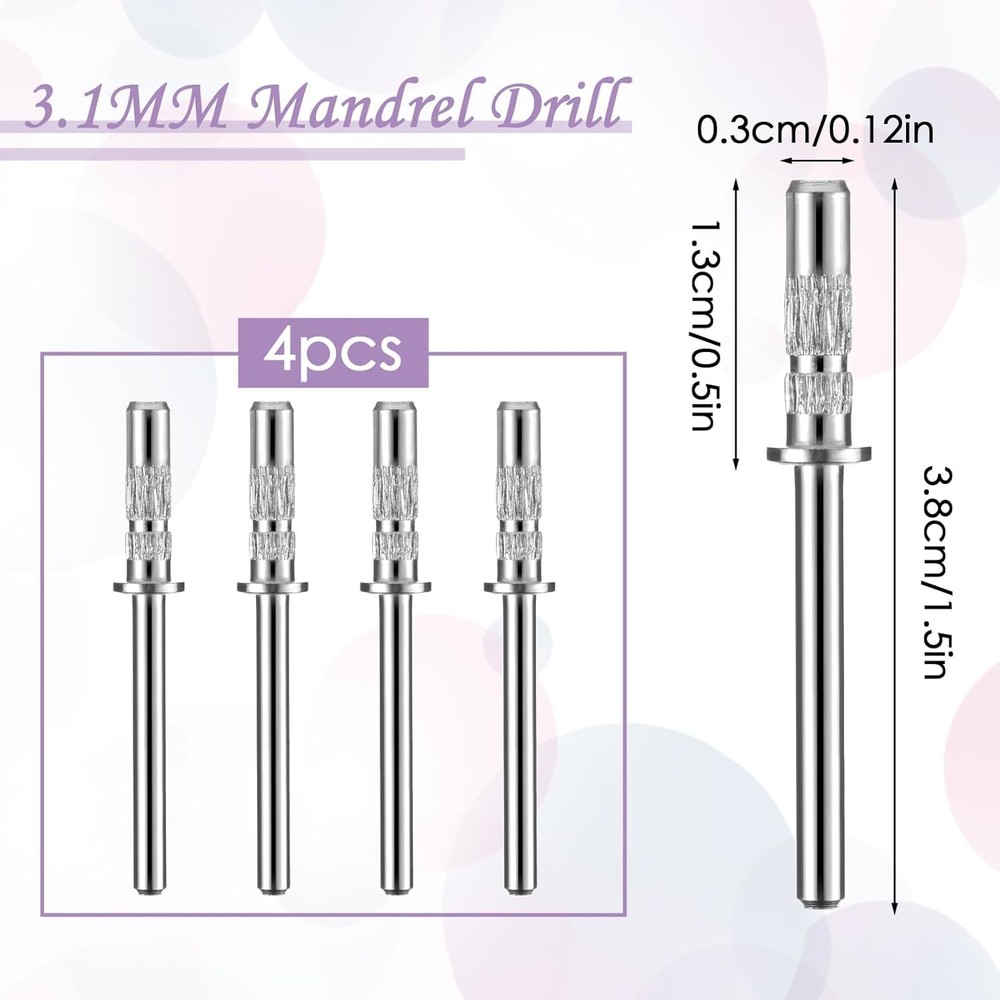 4Pcs Small Mandrel Nail Bit 3mm Mini for Sanding...
