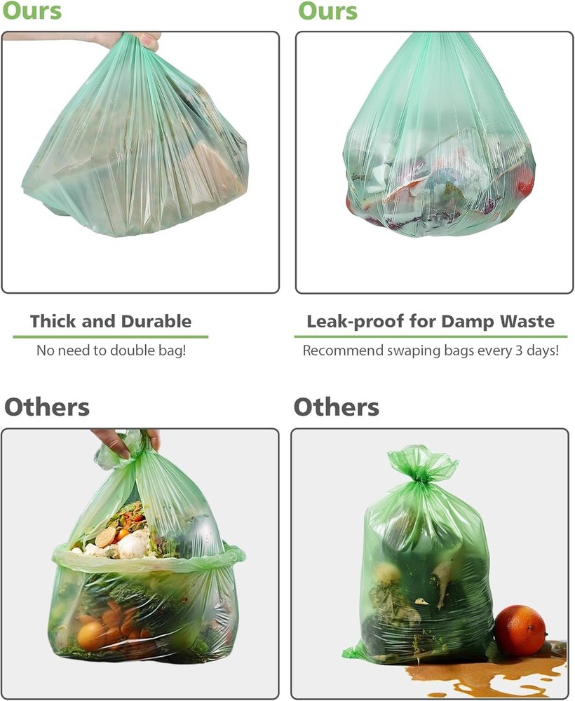 Compostable 1.2 Gallon Garbage Bags, 74 Count Wastebasket Can Liners