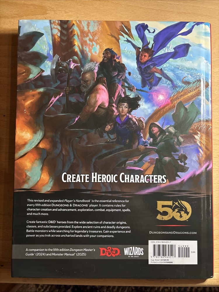Dungeons & Dragons: Players Handbook Current Version 2024 NEW